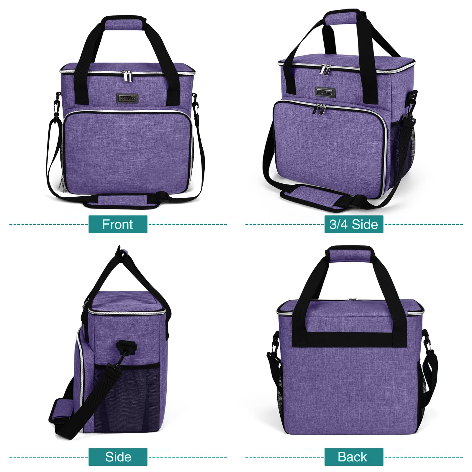 BAGLHER Dog Travel Bag - Durable Pet Carrier with 2 Food Containers & 2 Collapsible Bowls | Essential Travel Accessories for Dogs & Cats | Perfect for Road Trips, Airplane Travel & Outdoor Adventures (Purple)