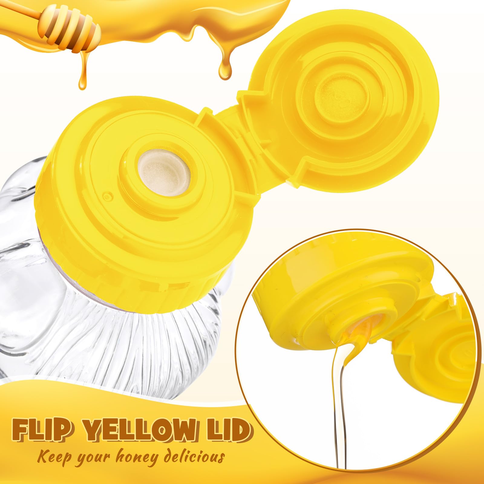 Thenshop 96 Pcs 8 oz Bear Bottle Honey Jar - Plastic Honey Squeeze Bottle with Yellow Flip Top Lid - Empty Food Grade Container for Storing & Dispensing Honey, Syrup, Condiments - Perfect for Home Kitchen, Cafe, Bakery & DIY Projects
