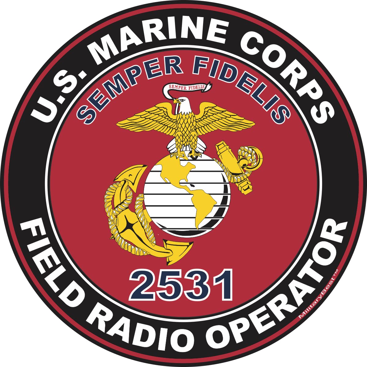 U.S.M.C. MOS 2531 Field Radio Operator Military Decal - 8 Inch Red Vinyl Sticker for Cars, Laptops & Military Gear Collection
