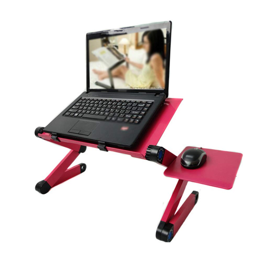 Foldable Aluminum Laptop Stand with Adjustable Height, Folding Computer Desk with Mouse Platform & Anti-Slip Bar for Home, Office, and Bed Use