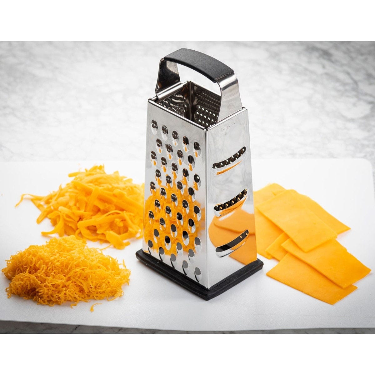 Tablecraft Tapered 4-Sided Box Grater - Large Stainless Steel Cheese & Vegetable Shredder for Kitchen, Cooking & Meal Prep