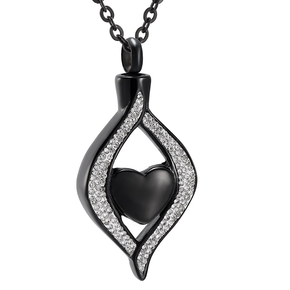 Heart Shaped Memorial Locket Necklace for Women - Crystal Keepsake Cremation Jewelry for Ashes - Perfect for Remembrance, Sympathy Gifts & Special Occasions