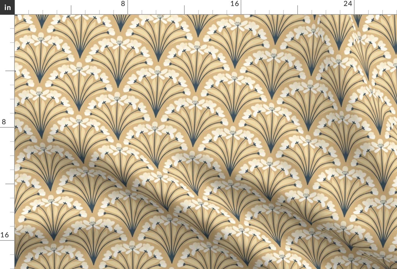 Blossom Scallop Floral Tree Branch Art Deco Printed Minky Fabric by The Yard - Premium Soft Fabric for Sewing Baby Blankets, Quilt Backing & Plush Toys - Perfect for Nursery Decor, DIY Crafts & Home Decor Projects