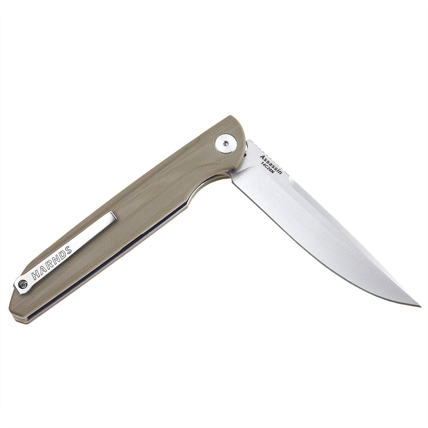 Premium Titanium Folding Knife - Sandvik 14C28N Blade & G10 Handle - Quick Opening Pocket Knife with Secure Lock - 3.9oz 0.75