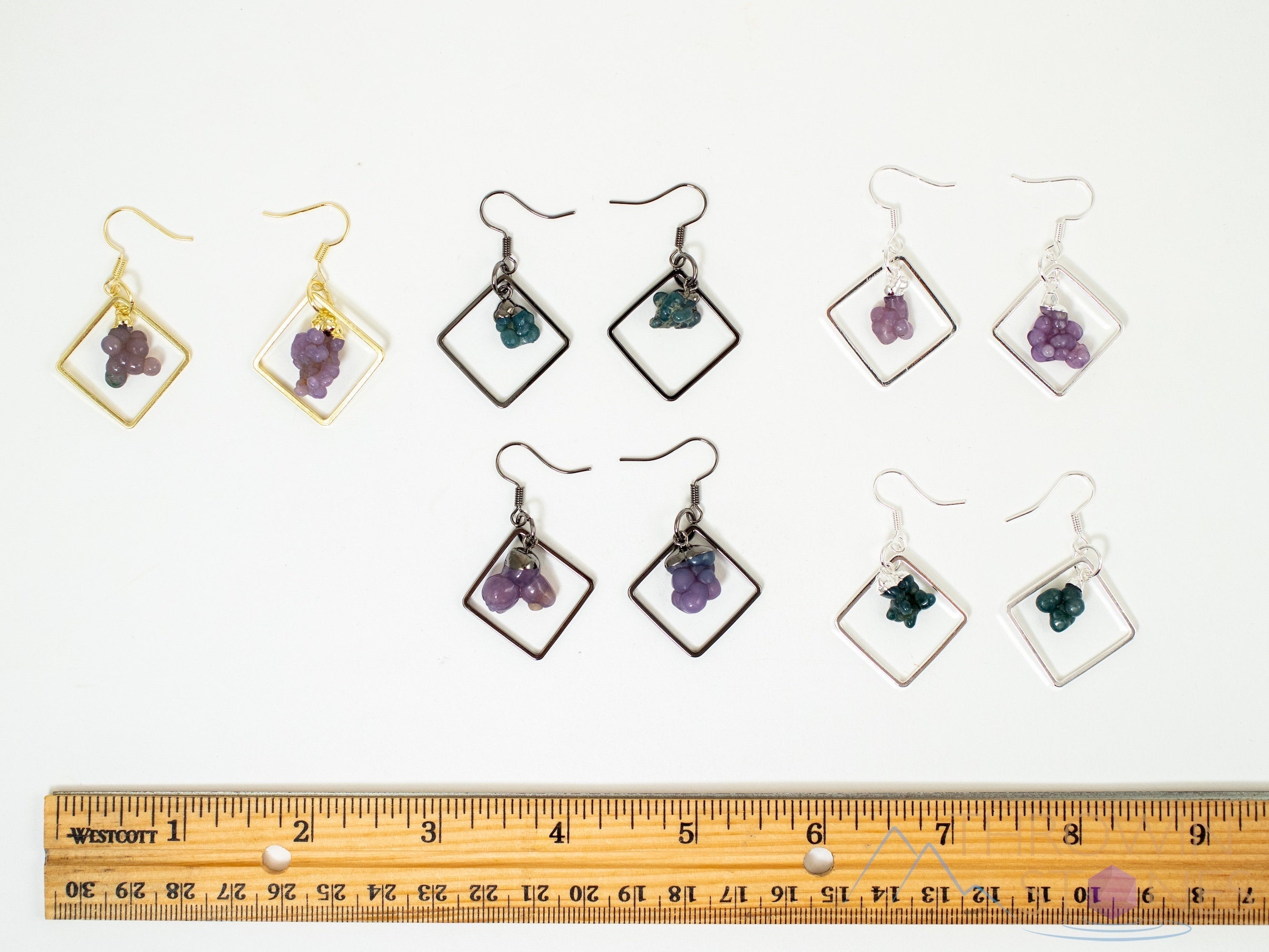 Grape Agate Crystal Hoop Earrings - Diamond Accent Gemstone Dangle Earrings | Handmade Jewelry for Women | Perfect for Weddings, Parties & Everyday Wear (E1797)