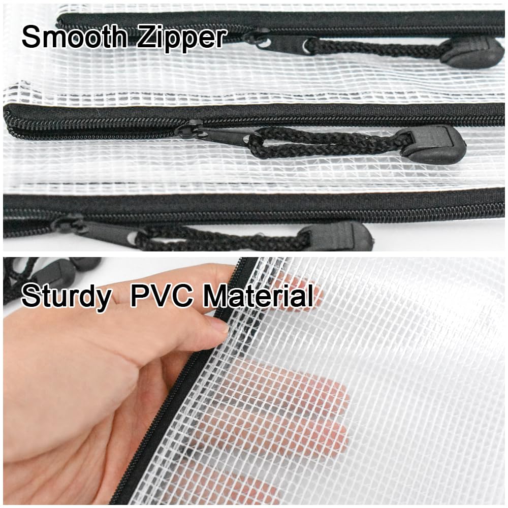 Umriox Clear Mesh Zipper Pouch - 20 Pack Black A6 Pencil Bags for School Office Travel Storage