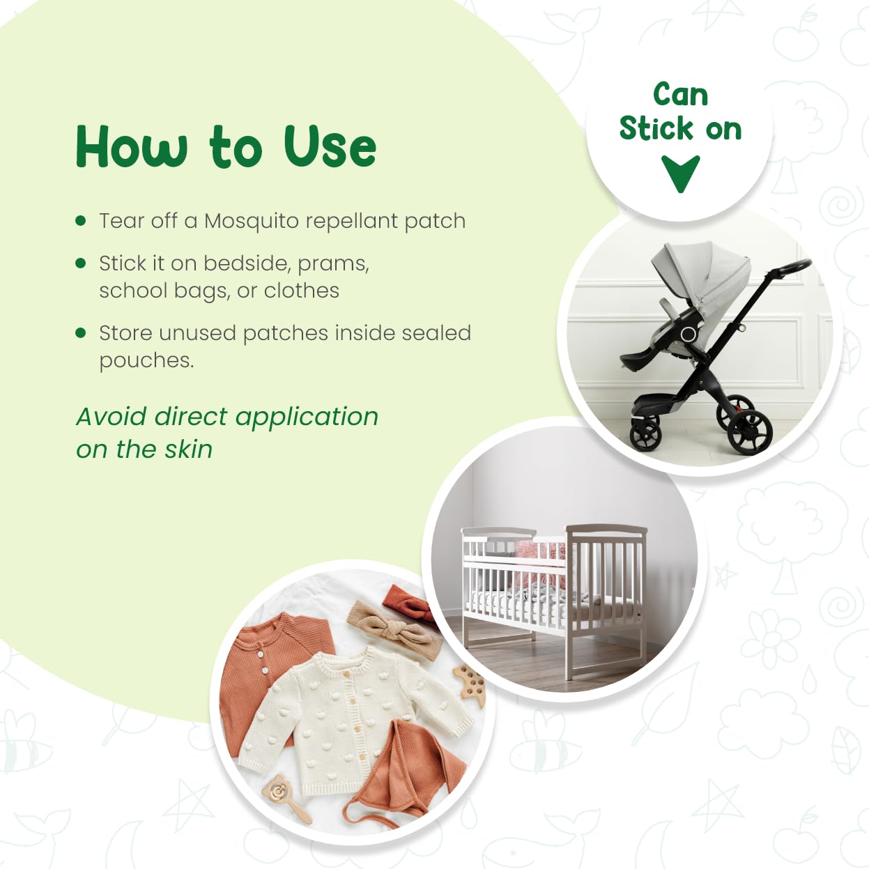 Mother Sparsh 100% Natural Mosquito Repellent Patches for Babies & Kids - 24 Patches with 12-Hour Protection | Citronella, Lemongrass & Eucalyptus Oil | Safe for Skin | Protects Against Dengue, Malaria & Chikungunya | Ideal for Outdoor Play, Travel & Camping