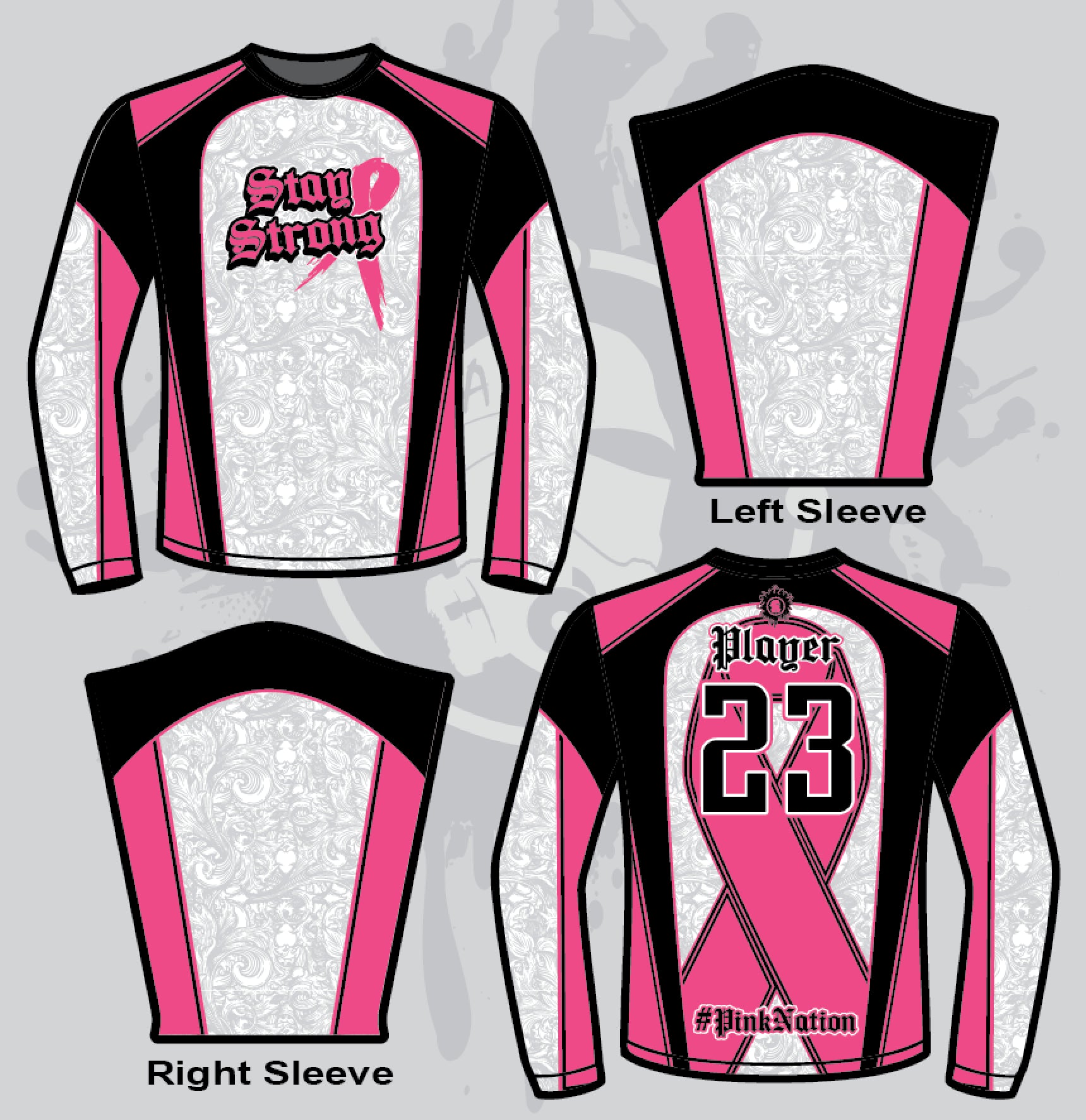 Stay Strong Men's Full Dye Long Sleeve Jersey - Cancer Awareness Shirt for Support & Solidarity - Perfect for Fundraisers, Walks, and Awareness Events
