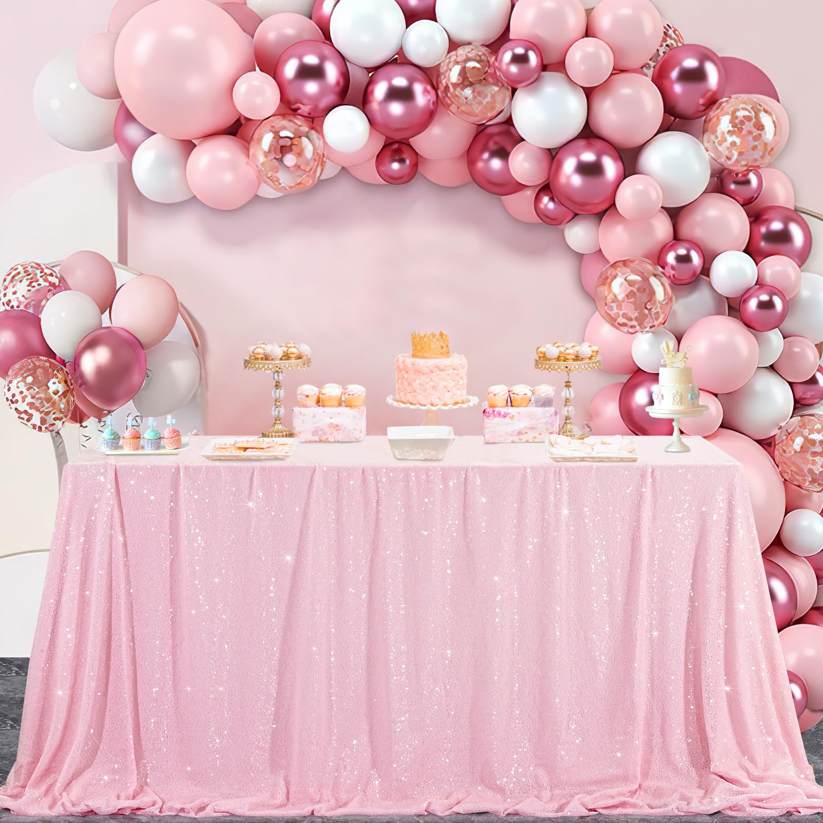 Sparkly Pink Sequin Tablecloth 90x156 Inch - Elegant Rectangle Party Table Cover for Weddings, Birthdays, Anniversaries & Buffet Tables | Perfect for Dining Room Decor & Special Event Centerpieces
