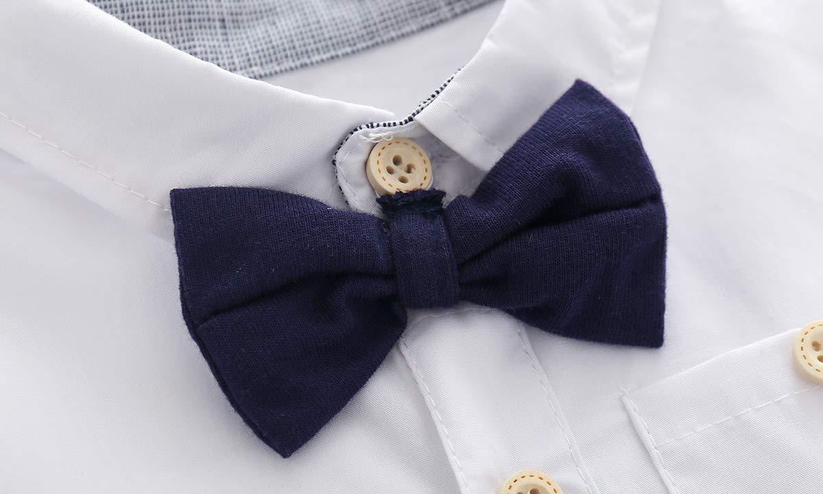 Boarnseorl Baby Boys Gentleman Outfits - Stylish Shorts Sets with Shirt, Bow Tie & Suspenders for Infants | Perfect for Photoshoots, Parties & Special Occasions