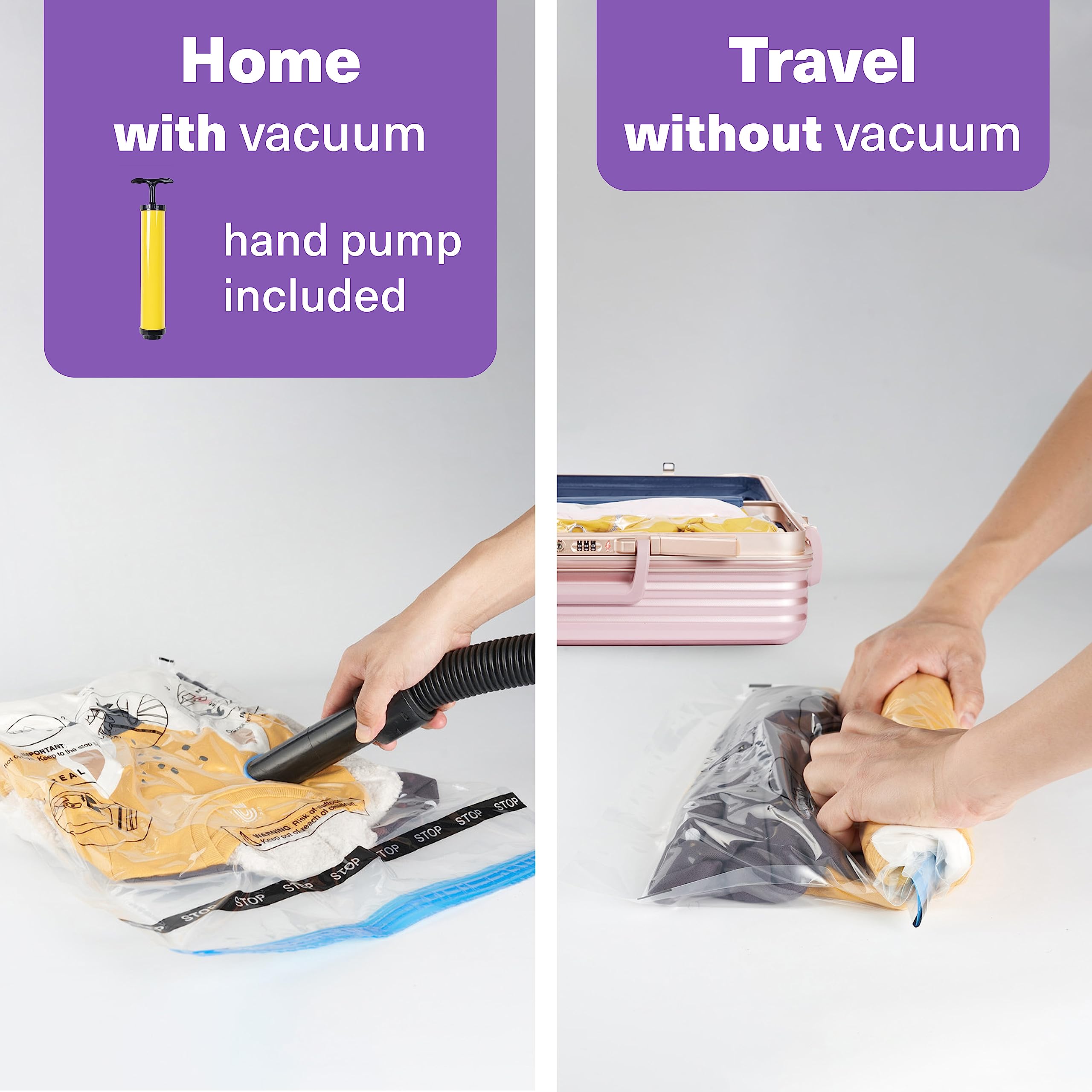 20 Pack Heavy Duty Vacuum Storage Bags for Clothes with Hand Pump - Extra Large Space Saver Bags for Duvets, Blankets, Winter Coats | Perfect for Travel, Seasonal Storage & Moving (XXL)