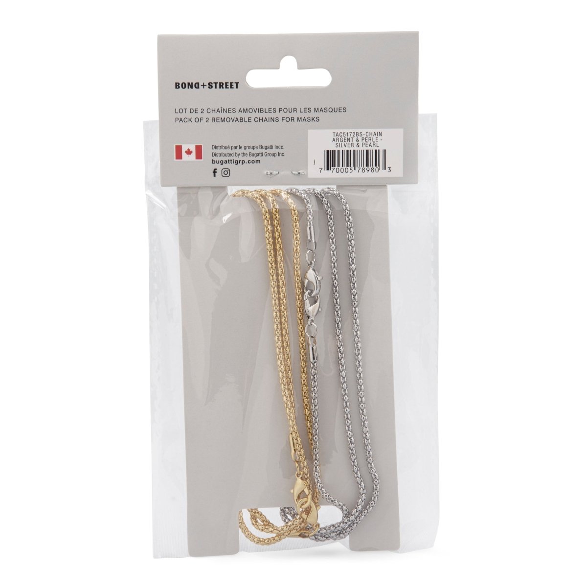 Bondstreet Mask Chains 2 Pack - Adjustable Gold & Silver Lanyards for Glasses & Face Masks - Perfect for Work, Travel & Daily Use