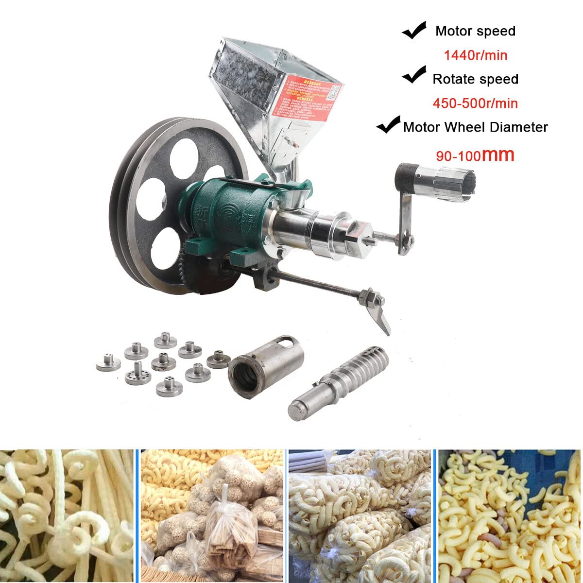ECUTEE Multi-Function Puffed Food Extruder Machine for Rice, Corn Snacks - Make Cornflakes, Hollow Sticks - Perfect for Street Food Stalls, Home Use & Small Business Snack Production