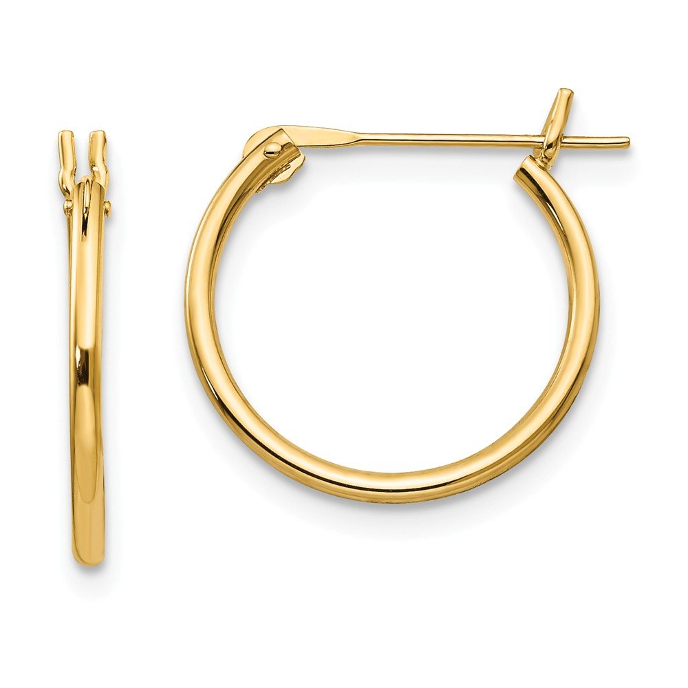 14K Yellow Gold 1.25mm Hoop Earrings for Women - 15mm x 1mm Thin Dainty Huggie Hoops - Perfect for Everyday Wear, Gifts & Special Occasions