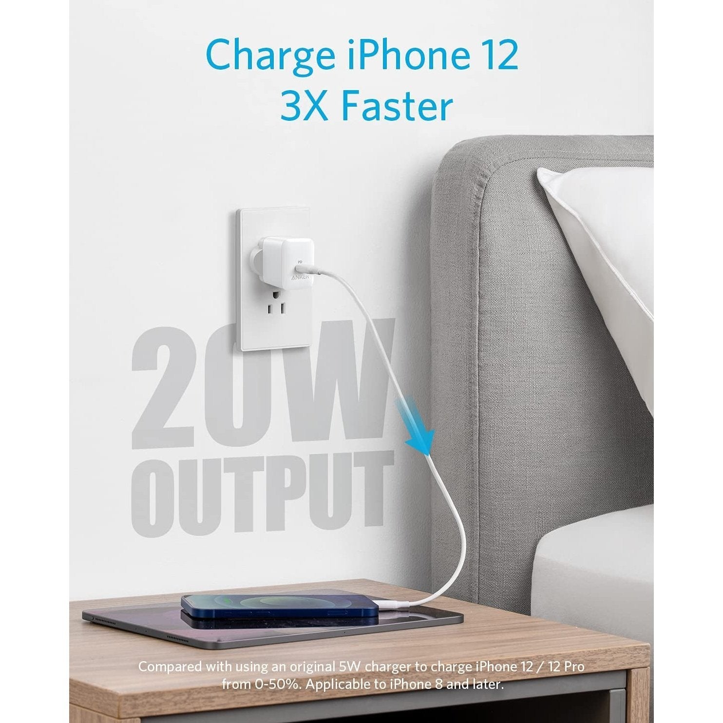 Anker PowerPort III 20W PD USB-C Fast Charger - Compact & Powerful Wall Charger for iPhone 14/13/12, Samsung Galaxy, iPad - Perfect for Travel, Home & Office Use