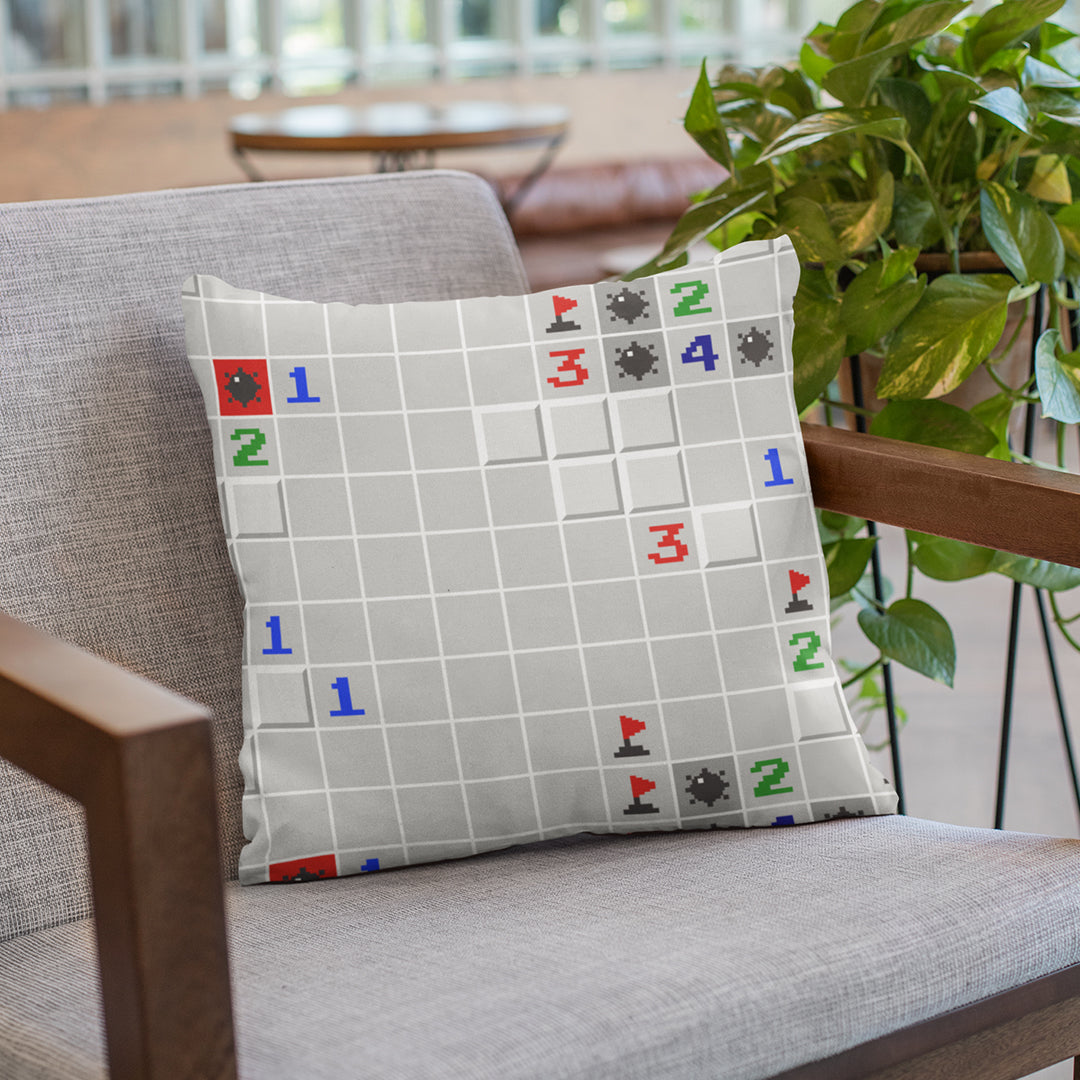 Microsoft Minesweeper Game Board Throw Pillow - Soft Decorative Cushion for Gamers, Office & Home Decor - Perfect for Gaming Rooms, Couches and Gifts