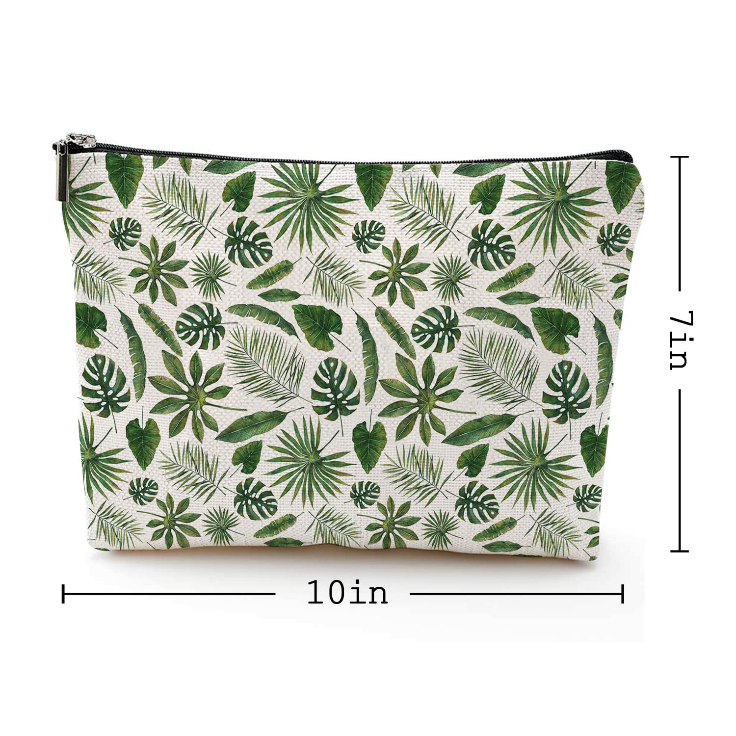 Large Makeup Travel Bag for Women - 10x7 inch Waterproof Cosmetic Organizer Pouch with Broadleaf Coniferous Pattern, Portable Toiletry Bag for Makeup Brushes & Skincare Products | Perfect for Travel, Gym & Daily Use