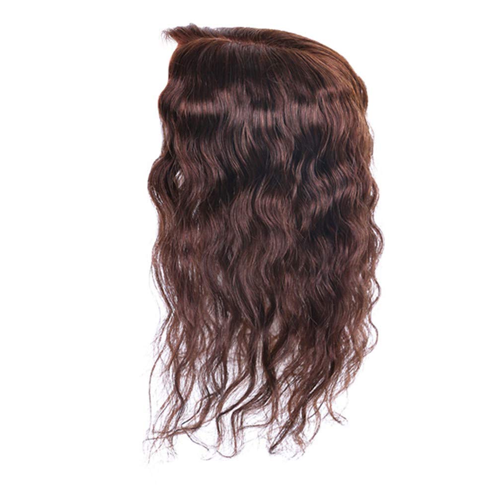RemeeHi Real Remy Human Hair Long Wavy Clip-In Hair Topper - 7x10 Handmade Wiglet for Thinning Hair, Dark Brown 25cm/10 Inch | Perfect for Daily Wear, Parties & Special Occasions