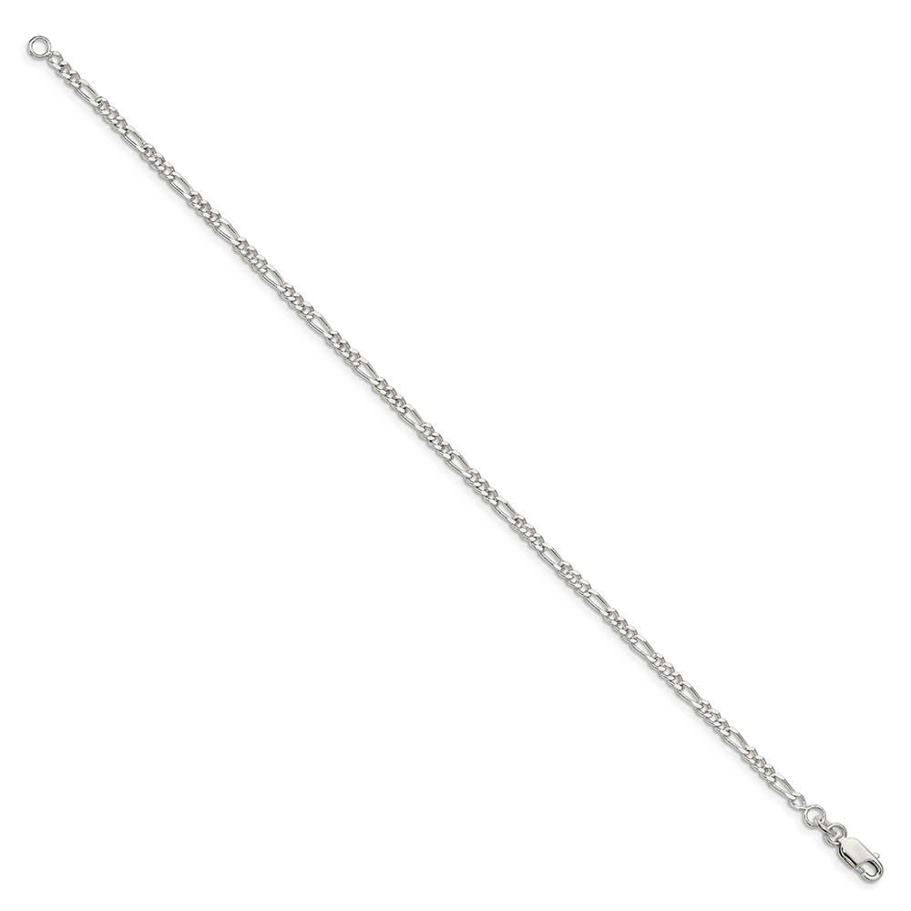 Sterling Silver 2.5mm Figaro Chain Anklet for Women - Dainty Adjustable Ankle Bracelet - Perfect for Everyday Wear, Beach Vacation & Boho Style Outfits
