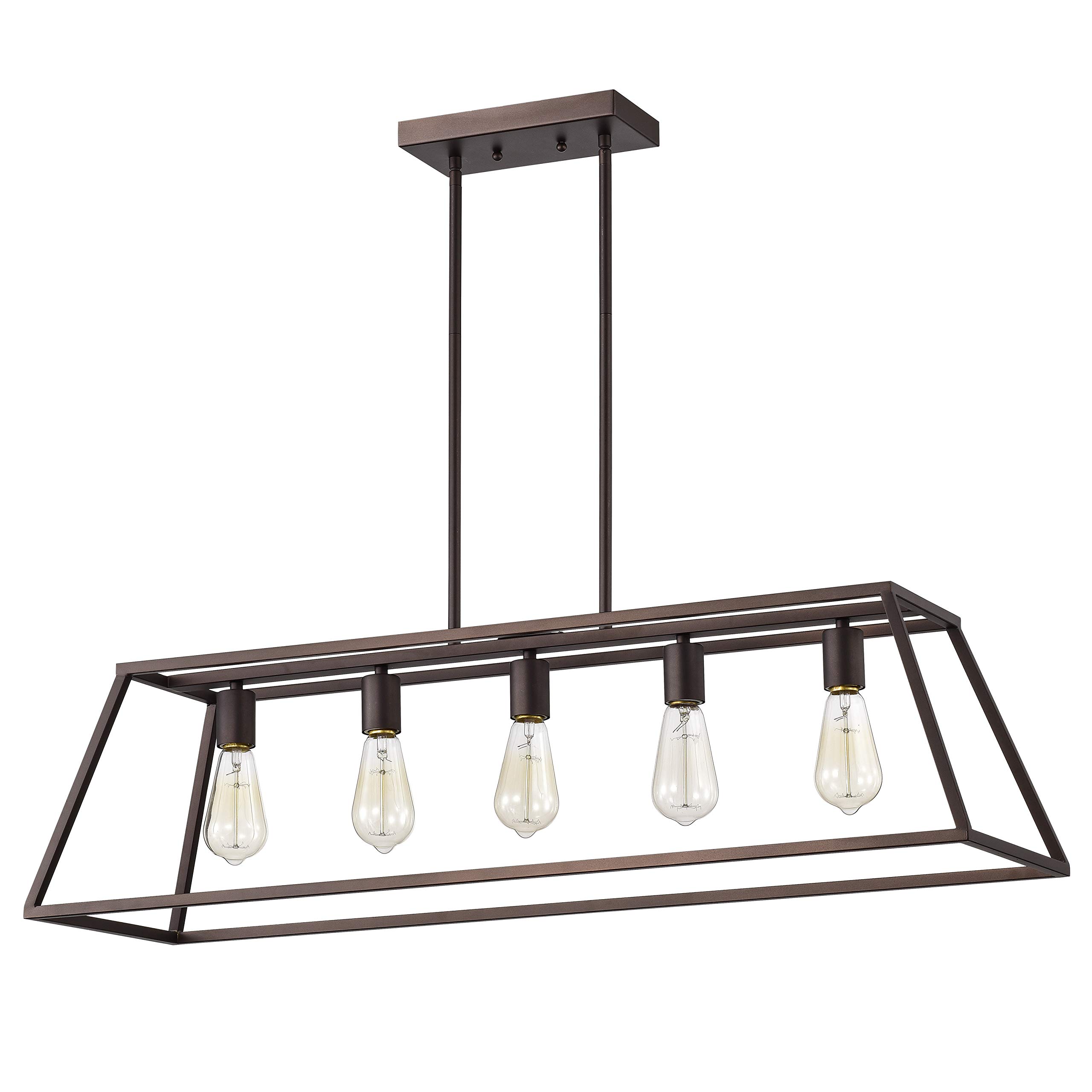 Industrial 5-Light Oil Rubbed Bronze Pendant Ceiling Fixture - 38