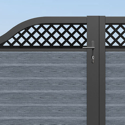 Classic Hive Curved Top Driveway Gate - Anthracite Black Powder Coated Steel - Top Screen Design for Privacy & Security - Perfect for Residential Homes, Gardens & Estate Entrances