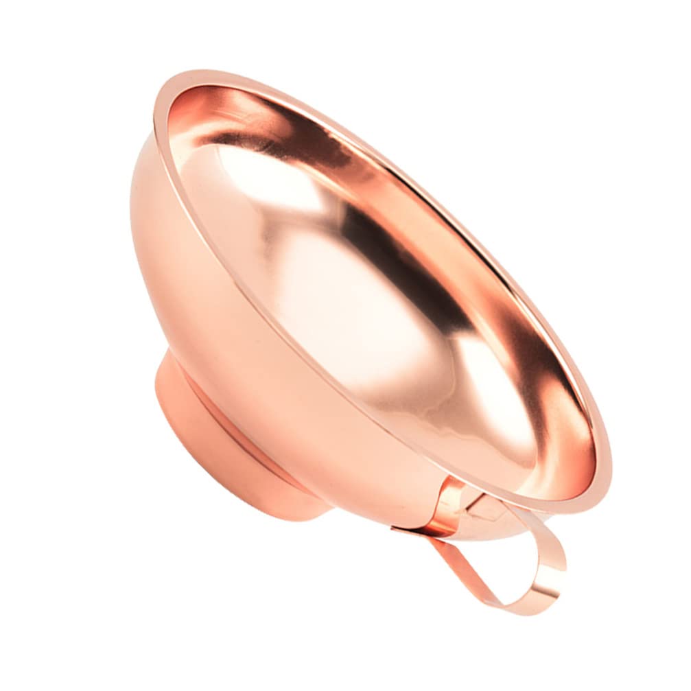 Beaupretty Stainless Steel Wide Mouth Kitchen Funnel - Rose Gold Liquid & Dry Ingredient Transfer Funnel with Strainer for Cooking, Baking, Canning & DIY Projects
