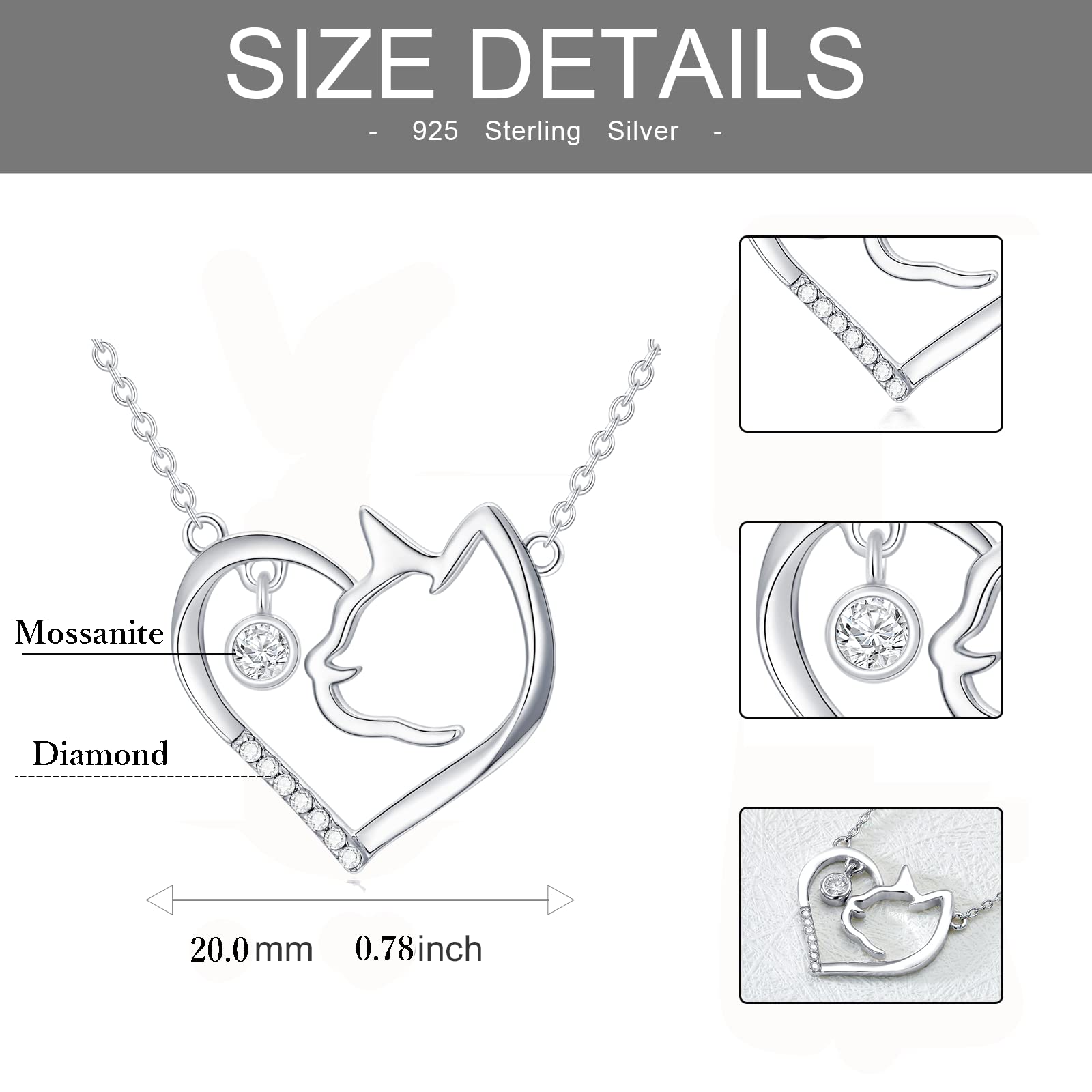 1/10 cttw Sterling Silver Natural Diamond Necklace with 0.5ct Mossanite Accents - Hypoallergenic Diamond Jewelry for Women | Perfect Anniversary & Birthday Gift for Her | Elegant Everyday Wear & Special Occasion Jewelry
