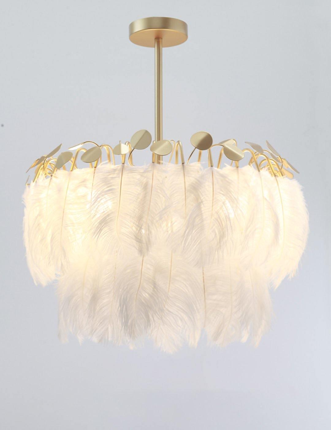 Elegant Feather Pendant Light - Modern Boho Chandelier for Living Room, Bedroom & Dining Room Decor - Perfect for Bohemian, Farmhouse or Scandinavian Style Homes
