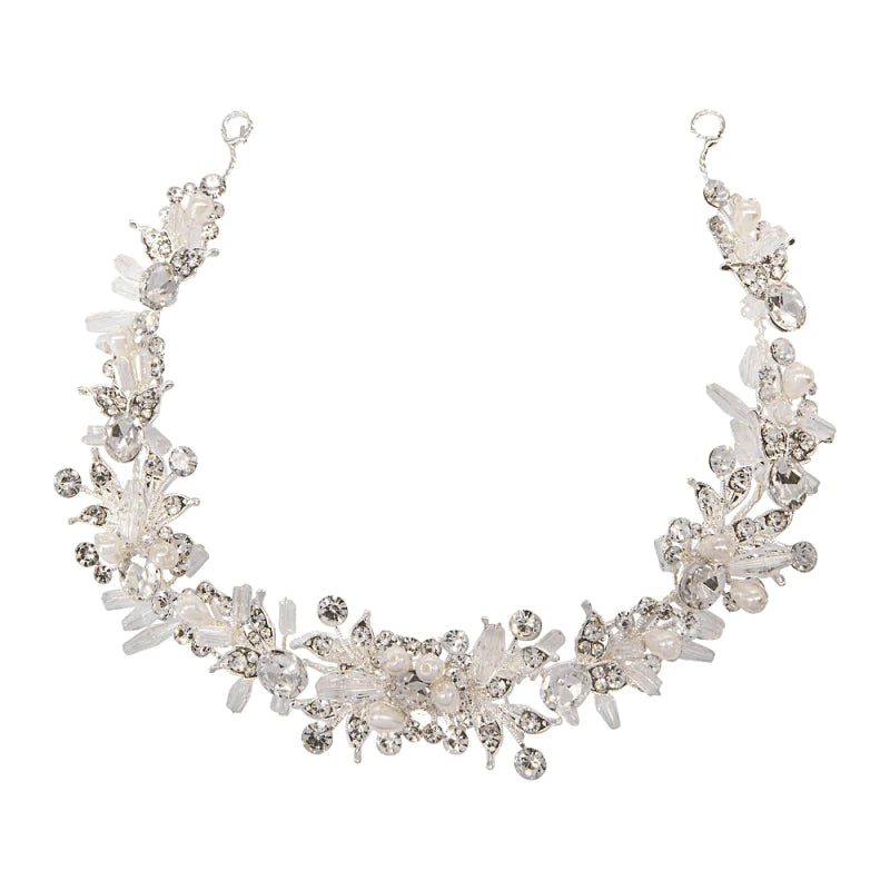 Elegant Crystal and Pearl Bridal Hair Vine 7703 - Perfect for Weddings, Prom, and Special Occasions