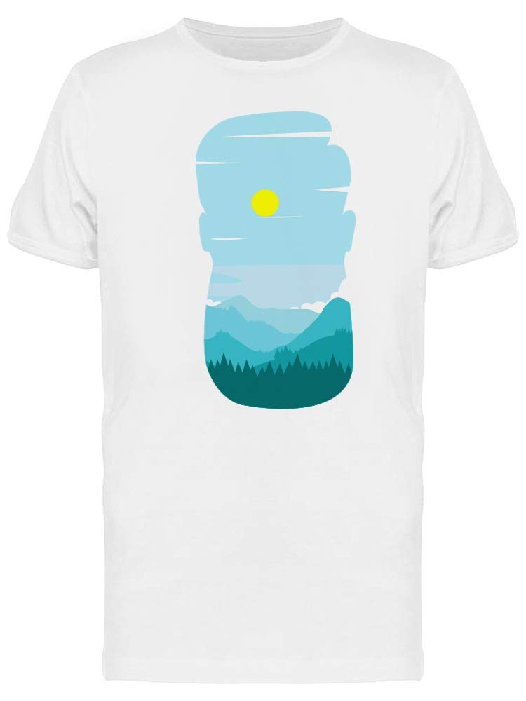 Trendy Hipster Man Silhouette Landscape Graphic T-Shirt for Men - Casual Streetwear & Urban Fashion Tee for Everyday Wear