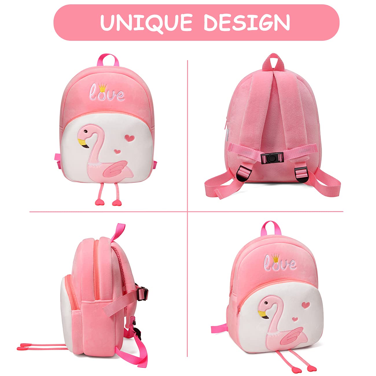 VASCHY Cute Flamingo Toddler Backpack for Girls - Daycare & Travel