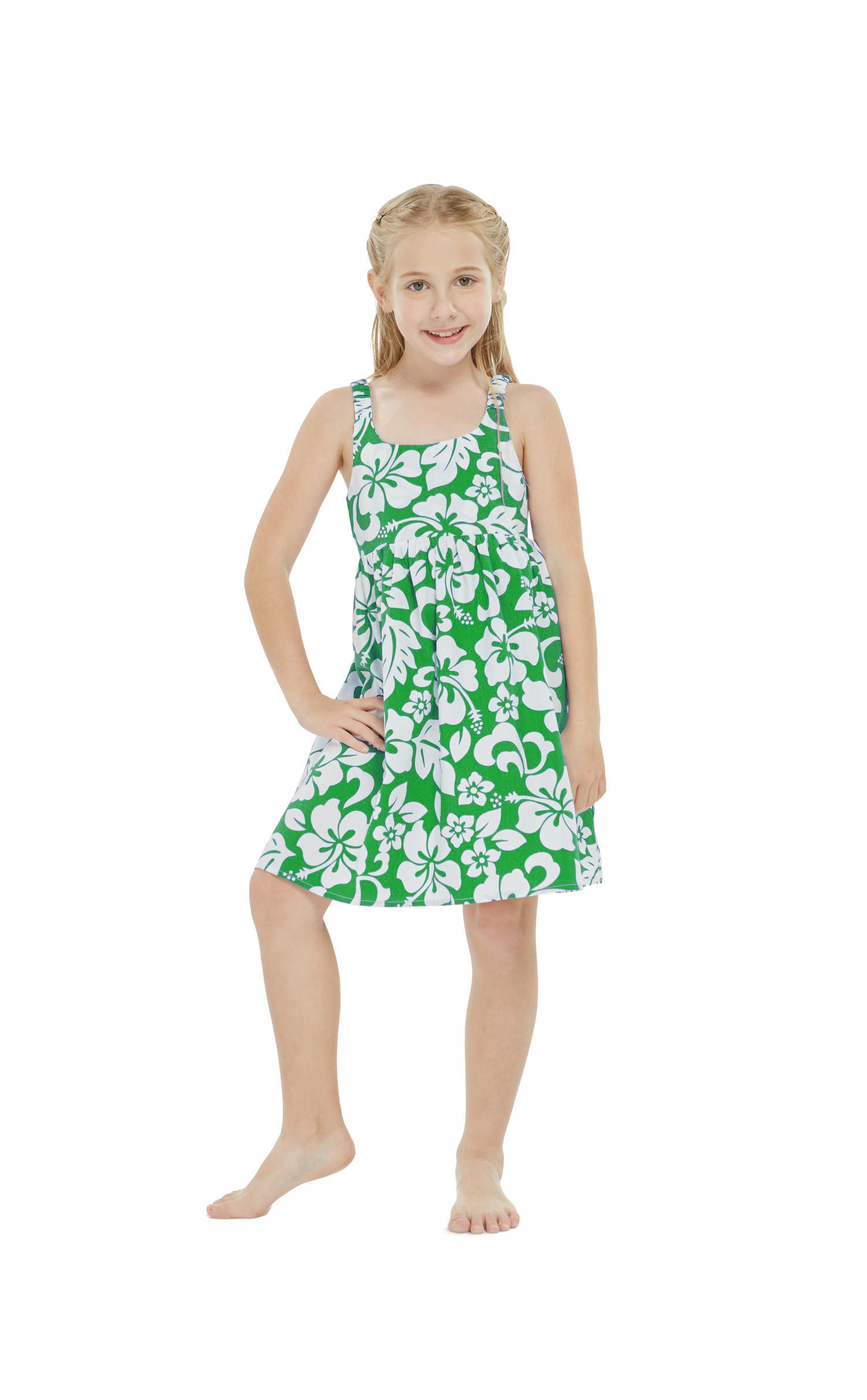 Hawaiian Luau Matching Mother Daughter Aloha Shirt & Dress Set - Classic Hibiscus Blue Floral Print - Perfect for Family Vacations, Beach Parties & Summer Outings