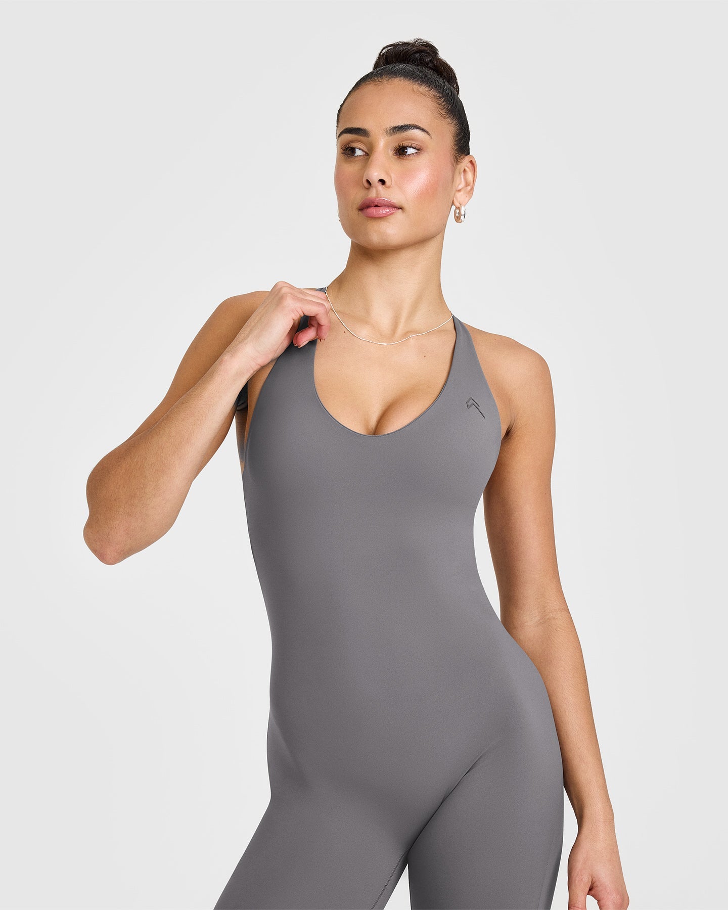 Unified Scoop Back All-in-One Long Sleeve Bodysuit - Ash Grey | Women's Seamless Layering Top for Workout, Yoga & Casual Wear