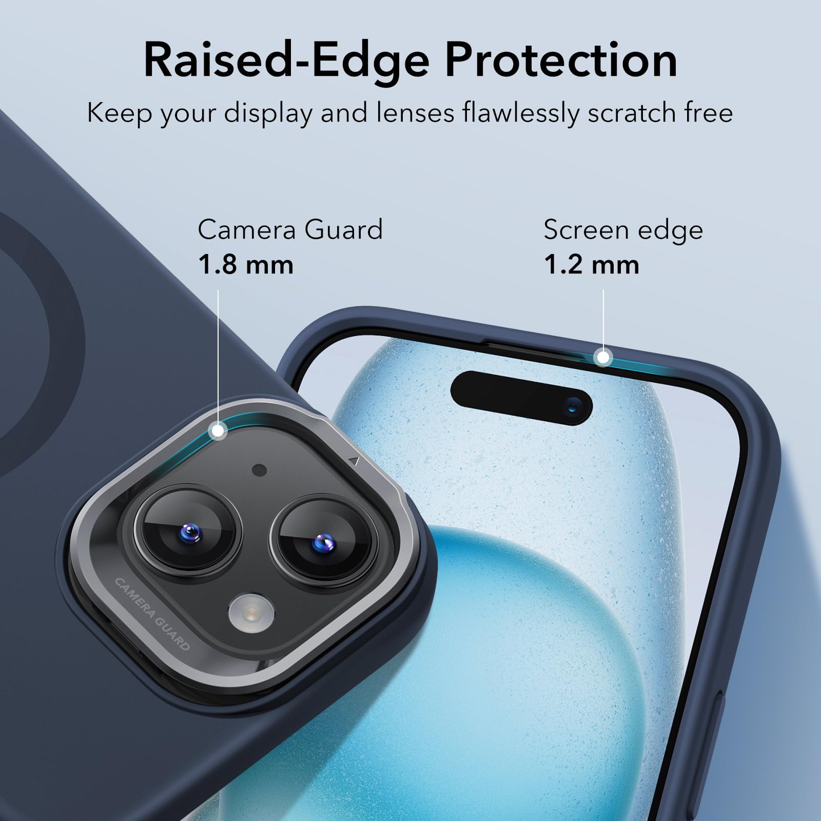 ESR MagSafe Silicone Case for iPhone 15 Plus with Stand | Military-Grade Protection & Built-in Camera Stash | Magnetic Phone Cover in Dark Blue (Cloud Series) | Perfect for Work, Travel & Daily Use