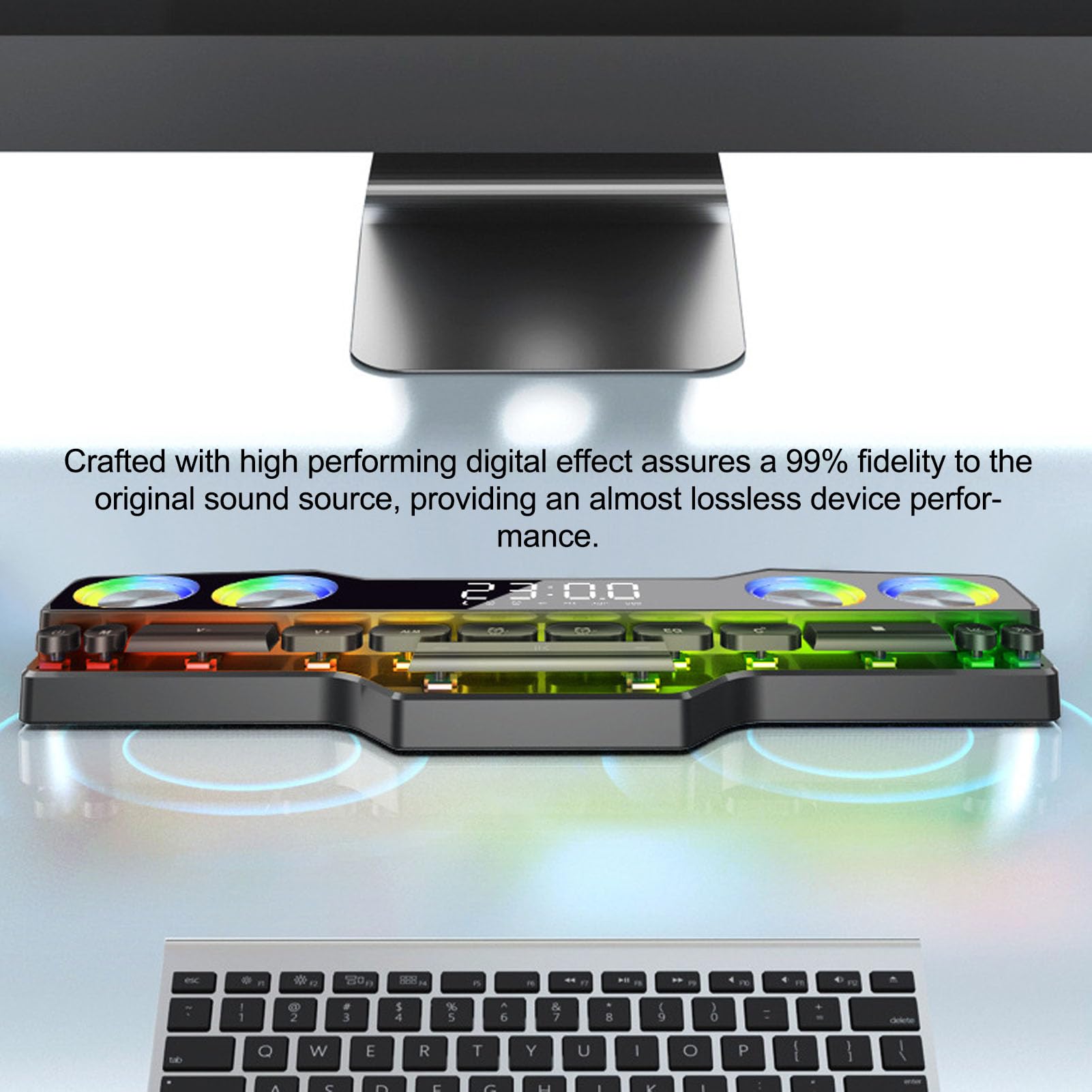 Fabater RGB Gaming Speakers - Wireless USB Soundbar for PC, Laptop & Phone - Desktop Stereo Sound with LED Lighting for Gaming Setup