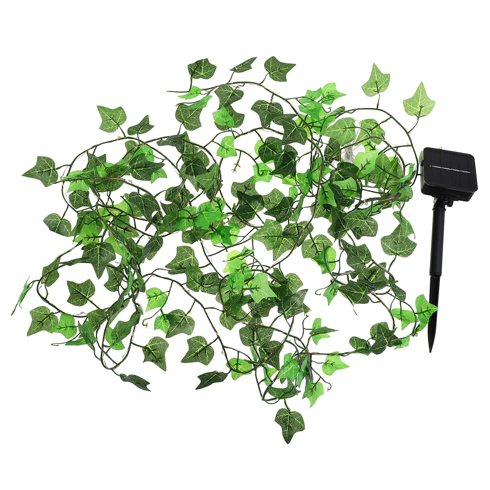 BESPORTBLE Solar Powered Ivy String Lights - 10ft Artificial Leaf LED Fairy Lights for Outdoor Garden, Wedding, Party, Yard & Home Decor - Waterproof Green Twinkle Garland for Patio, Fence & Landscape Lighting