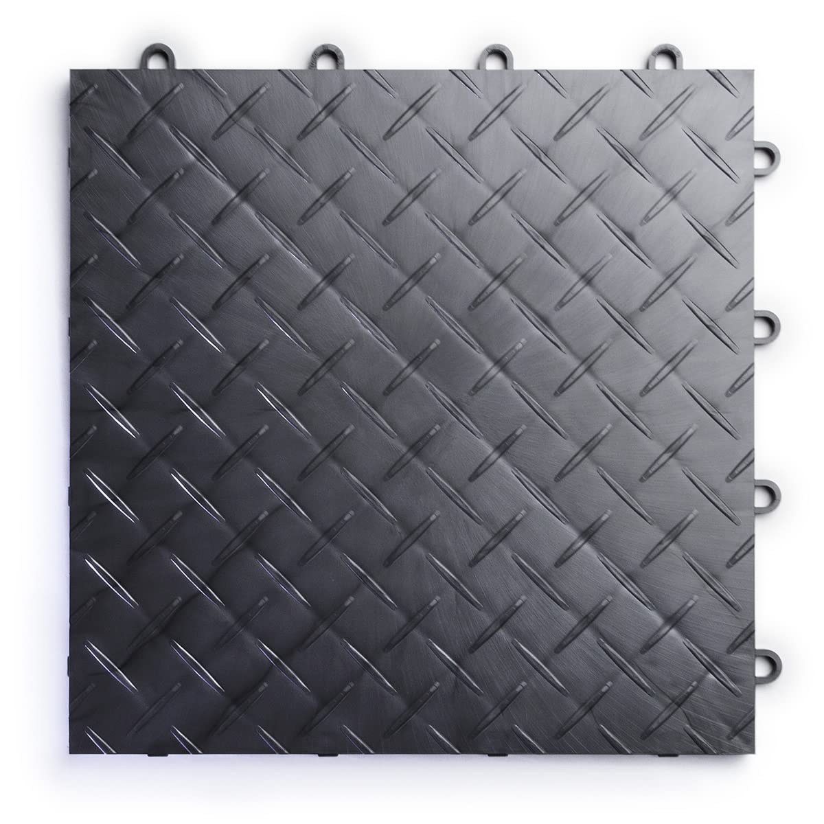RaceDeck Diamond Plate Modular Garage Floor Tiles - Durable Interlocking Flooring (24 Pack, Graphite) for Home Garage, Workshop & Auto Showrooms