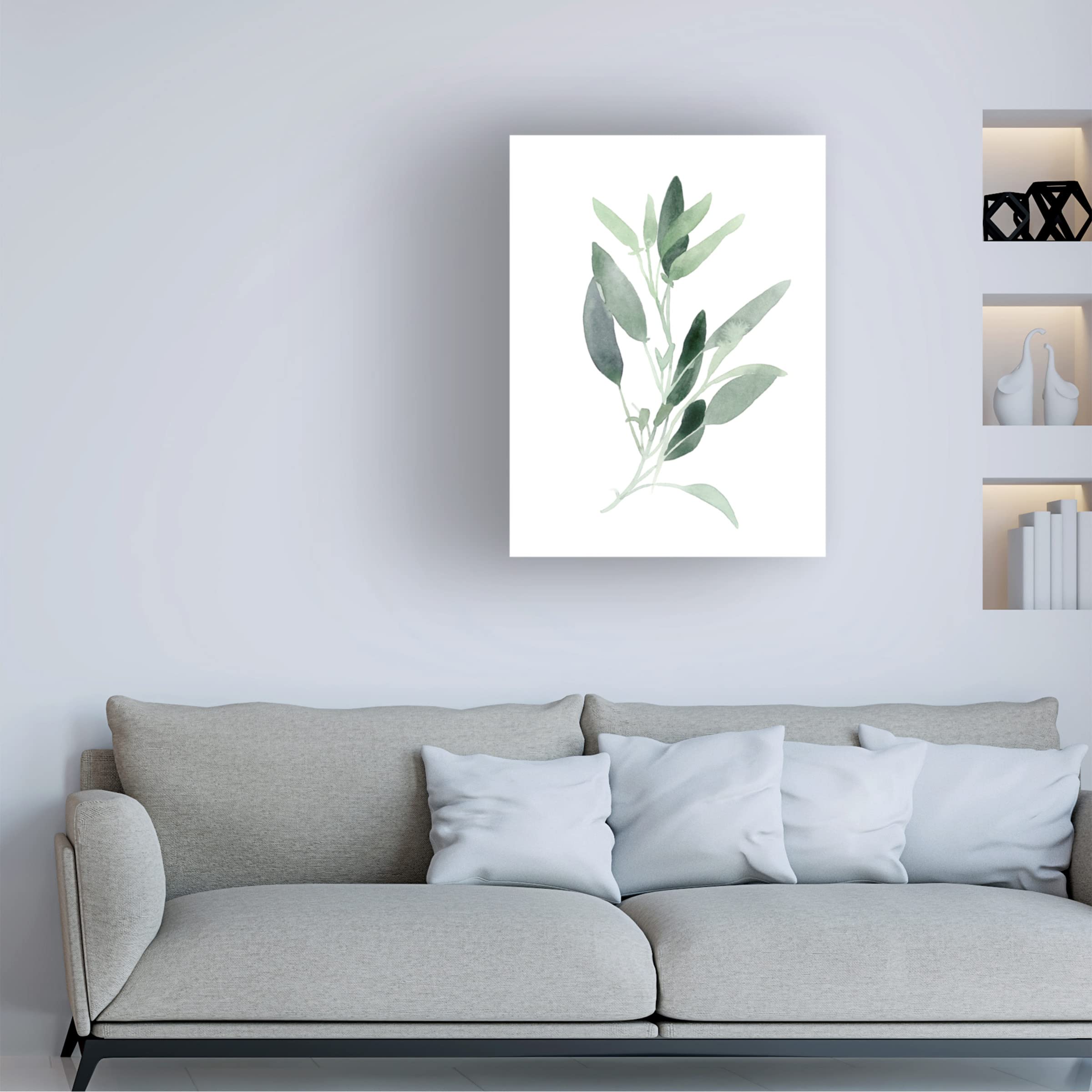 Emma Scarvey 'Simple Sage III' Canvas Wall Art Print - Modern Botanical Decor for Living Room, Bedroom & Office