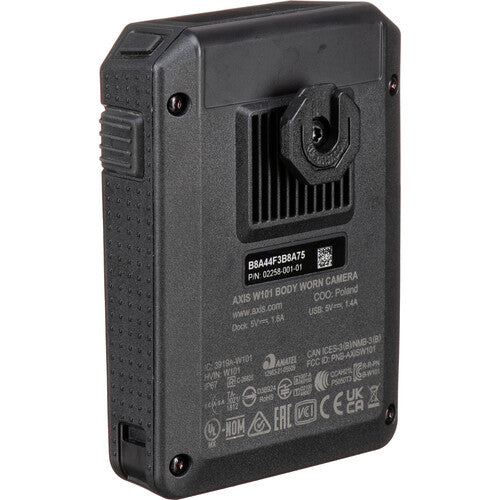 Axis Communications W101 Body Worn Camera - 1080p HD Video, Night Vision, 32GB Storage, IP67 Waterproof (Black) - Ideal for Law Enforcement, Security Guards & Event Staff