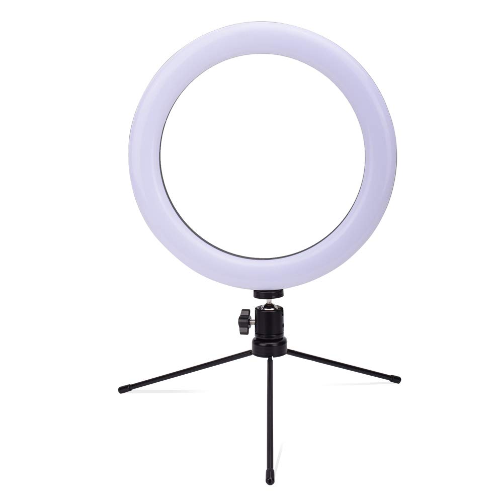 MengK 10 Inch LED Ring Light with Tripod Stand - 14.5W 5V USB Powered, 140 LED 2835 Lamp Beads, White Light for Photography, Makeup, Video Conferencing & Live Streaming (Model: ZX-ZBO10-DC5)