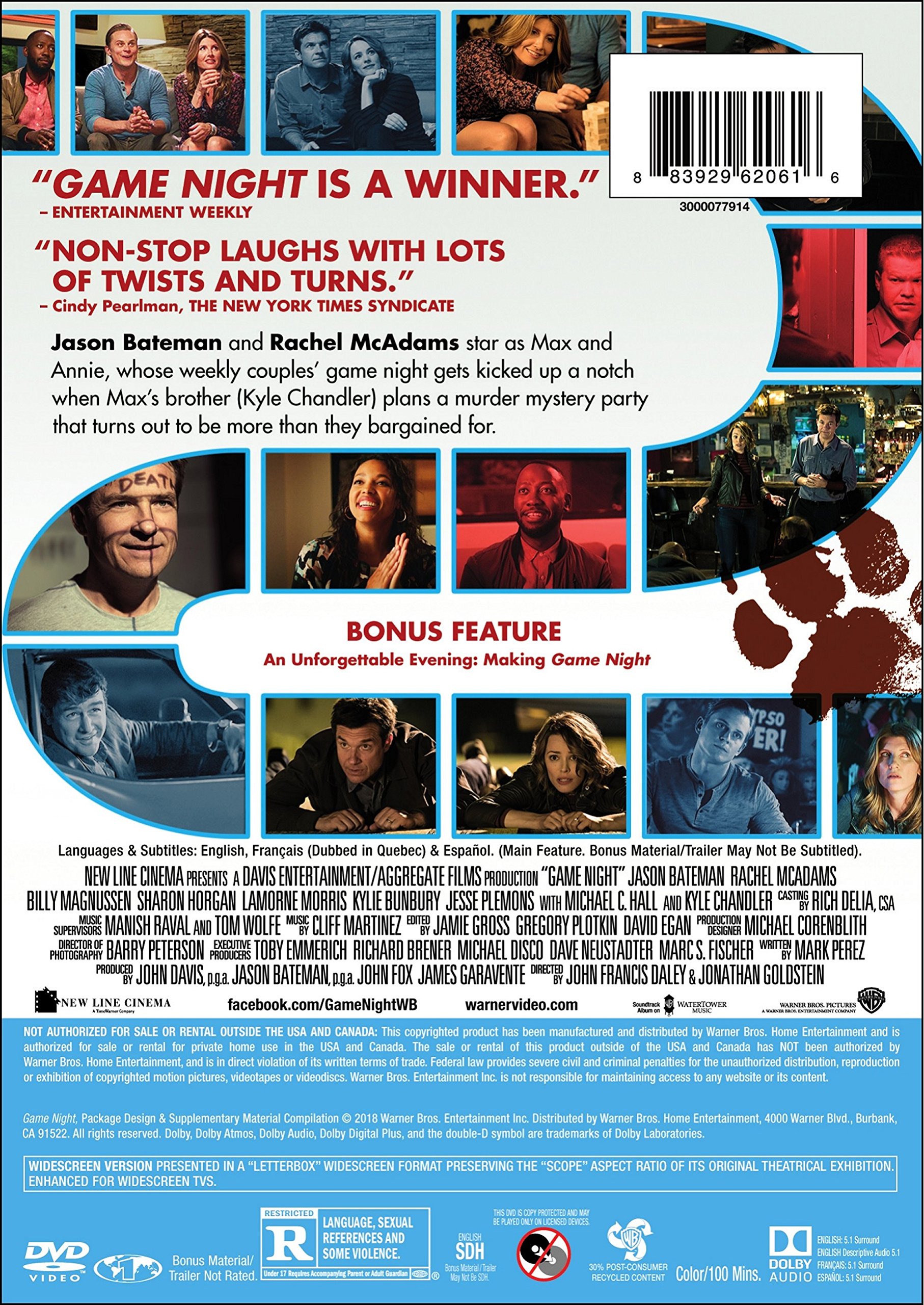 Game Night DVD - Hilarious Comedy Movie for Family & Friends Movie Night - Perfect for Parties, Gatherings & Relaxing at Home