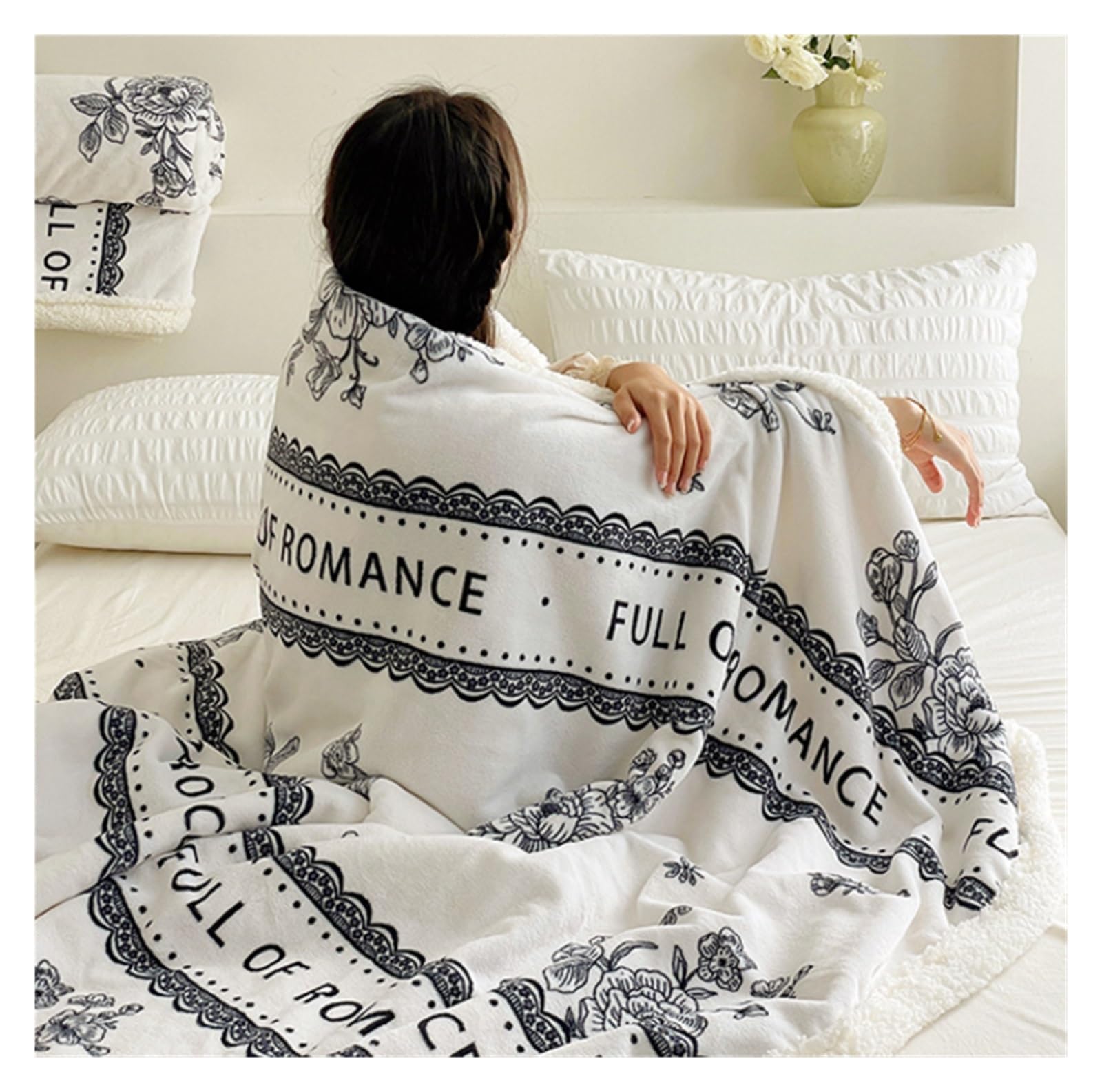 Premium Winter Fleece Blanket - Ultra Soft Reversible Plush Throw Blanket 150x200cm (59x79in) - Warm Cozy Blanket for Bed, Sofa & Couch - Perfect for Fall, Winter Nights & Home Decor (Color: E)