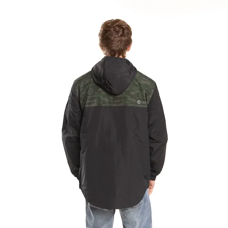 Rusty Infraux Black Green Windbreaker Jacket - Lightweight Water-Resistant Outdoor Sports & Casual Wear for Men and Women