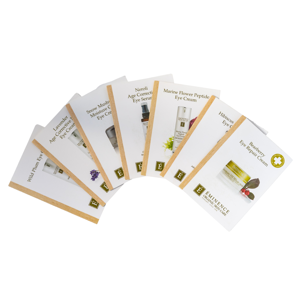 Eminence Organics Sparkling Eyes Sample Set - Brightening Eye Cream & Serum Kit for Dark Circles & Puffiness | Perfect for Travel & Daily Skincare Routine