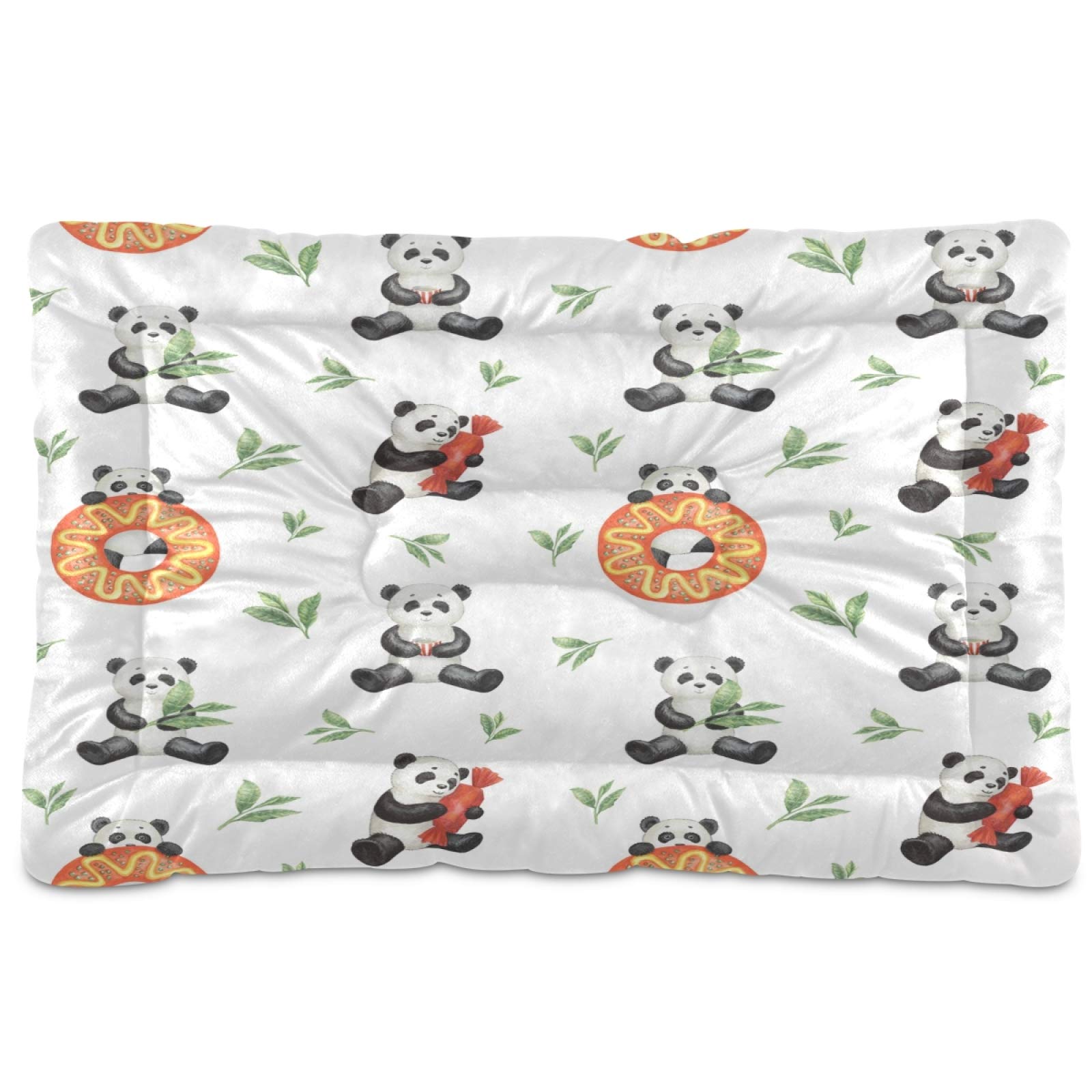 Donut Panda Dog Bed - Ultra Soft Rectangle Pet Bed for Small & Medium Dogs & Cats, 24x18 Inch - Calming Comfort Bed for Puppy, Kitten, or Pet Crate | Perfect for Bedroom, Living Room & Travel
