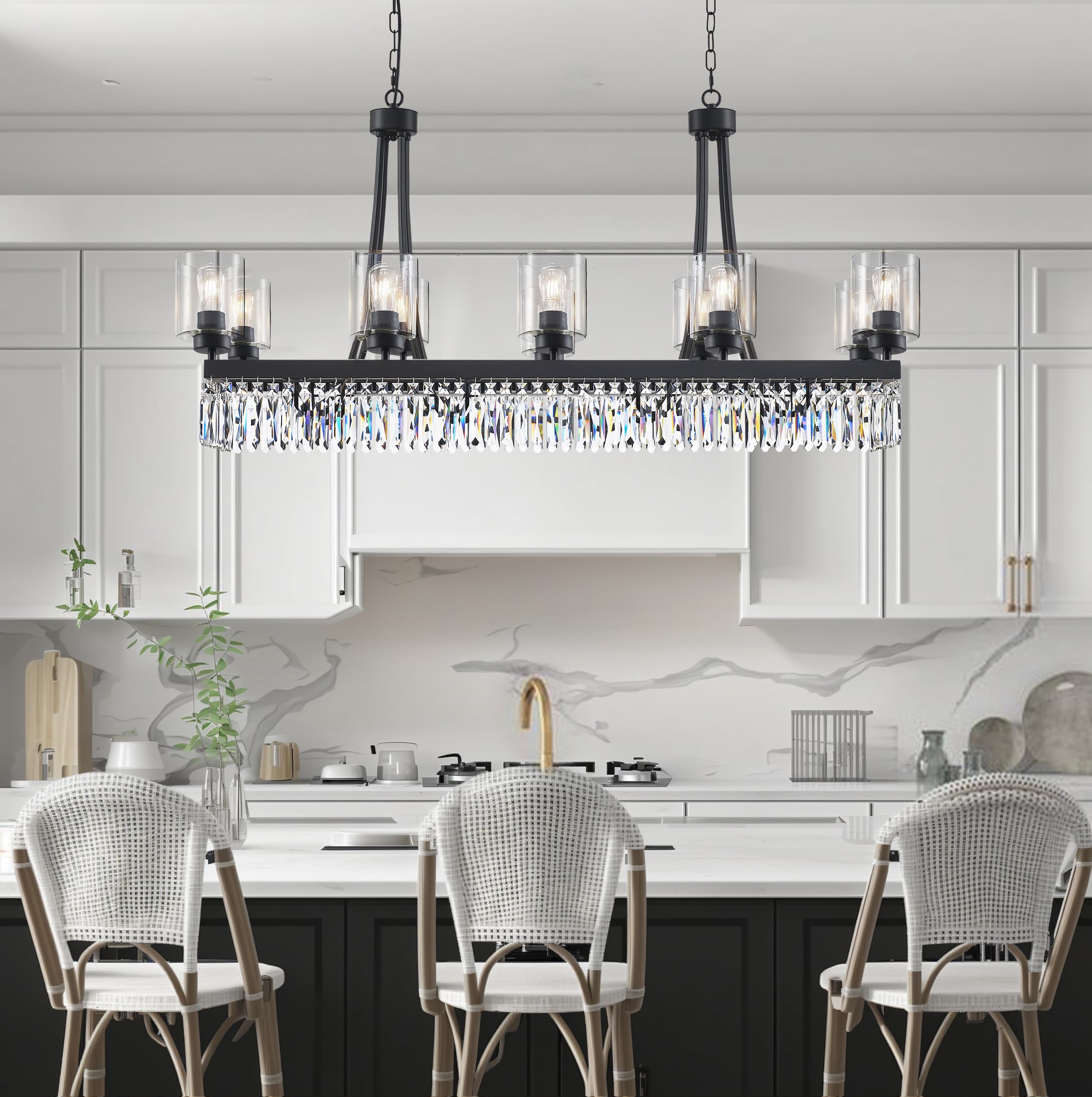 Modern Black Rectangle Crystal Chandelier - 47
