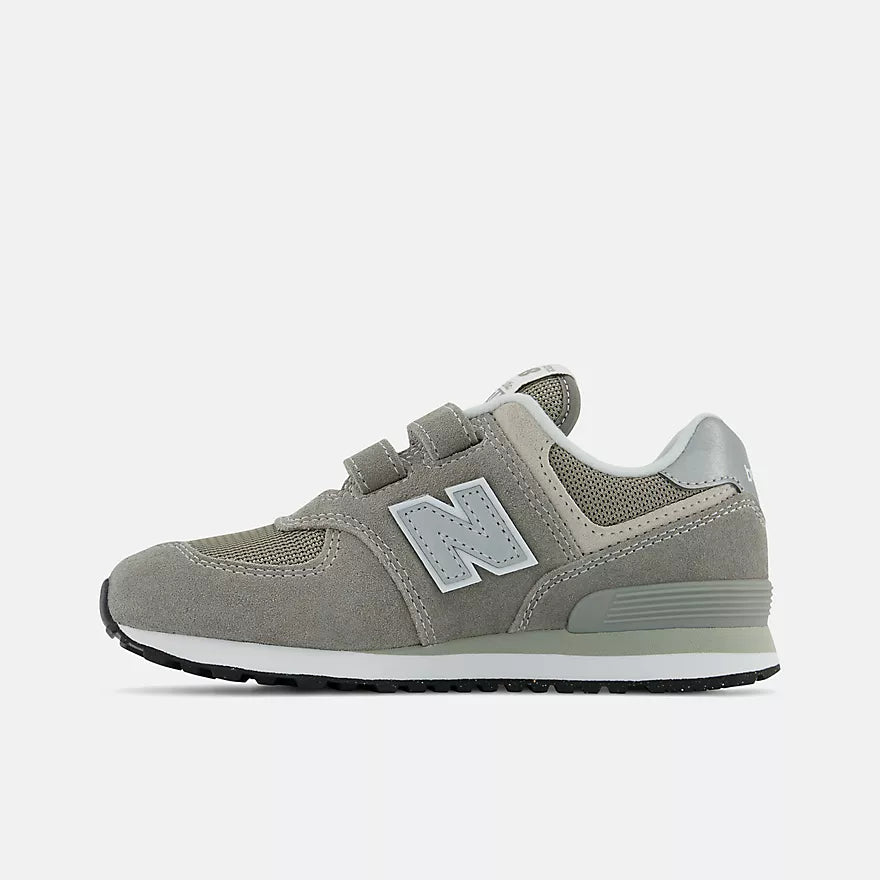 New Balance 574 Core Hook & Loop Kids Sneakers - Lightweight Grey Athletic Shoes for Boys & Girls - Perfect for School, Running & Casual Wear