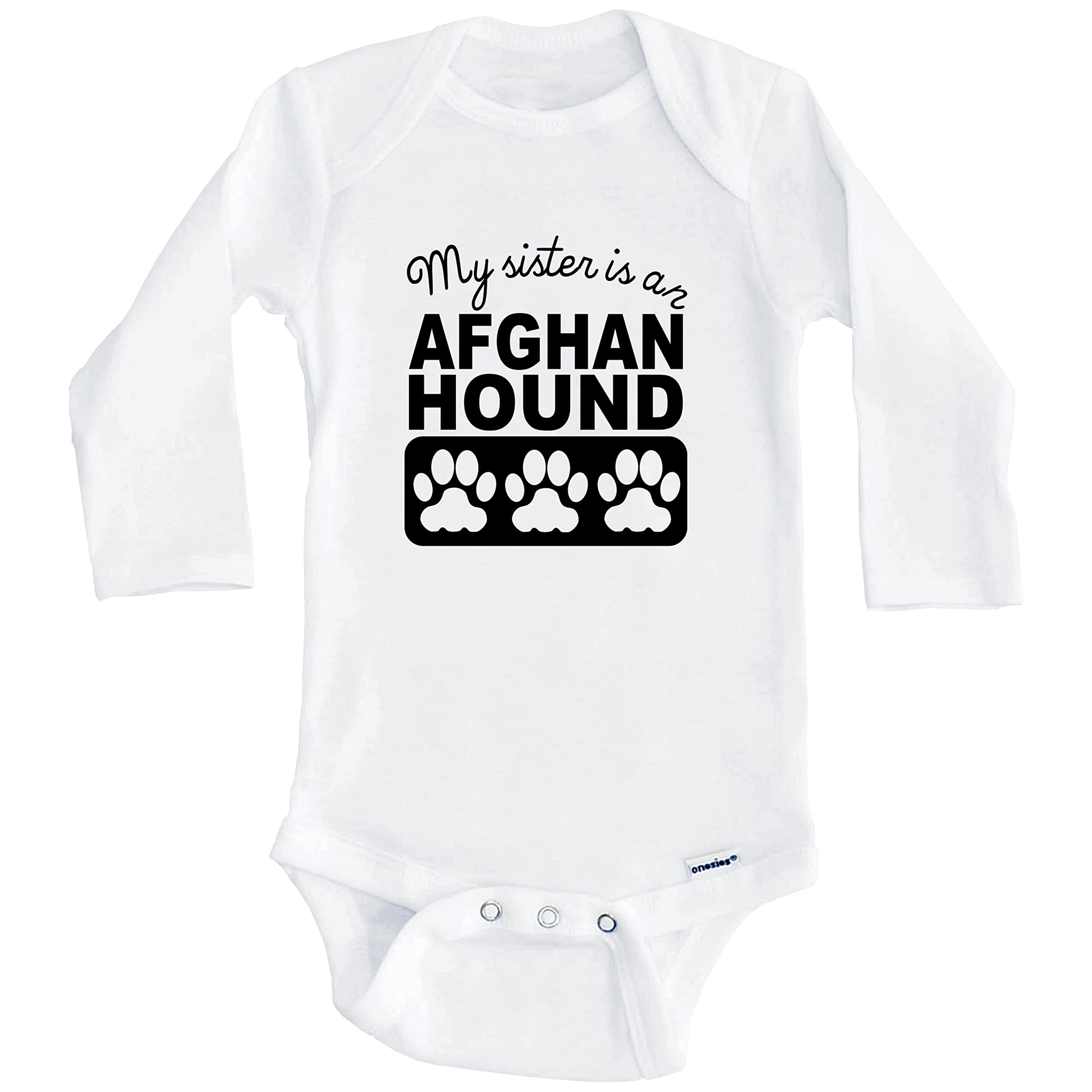 My Sister is an Afghan Hound Baby Bodysuit - Cute Long Sleeve Onesie for Infants & Toddlers - Perfect for Family Matching Outfits, Photo Shoots & Casual Wear