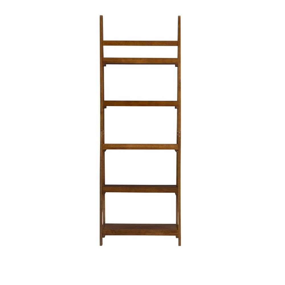 Linon Samantha 5-Shelf Wood Bookcase, Brown - Stylish Storage for Books, Decor & Home Office Organization
