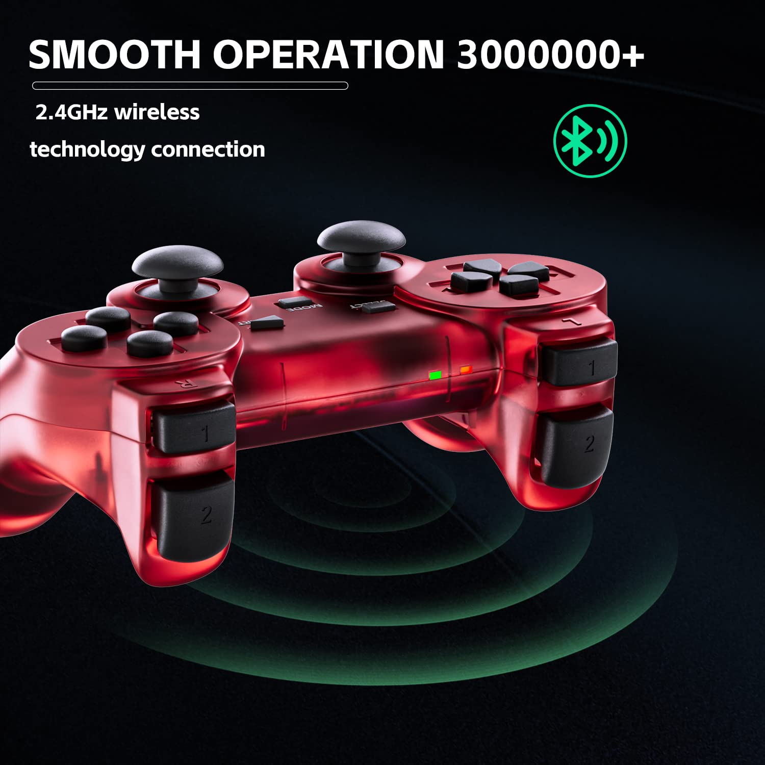 Wireless Controller for PS2 Play Station 2 - Dual Vibration Gamepad with Clear Green & Purple Colors | Compatible with PS2 Consoles | Perfect for Gaming, Retro Play & Multiplayer Sessions